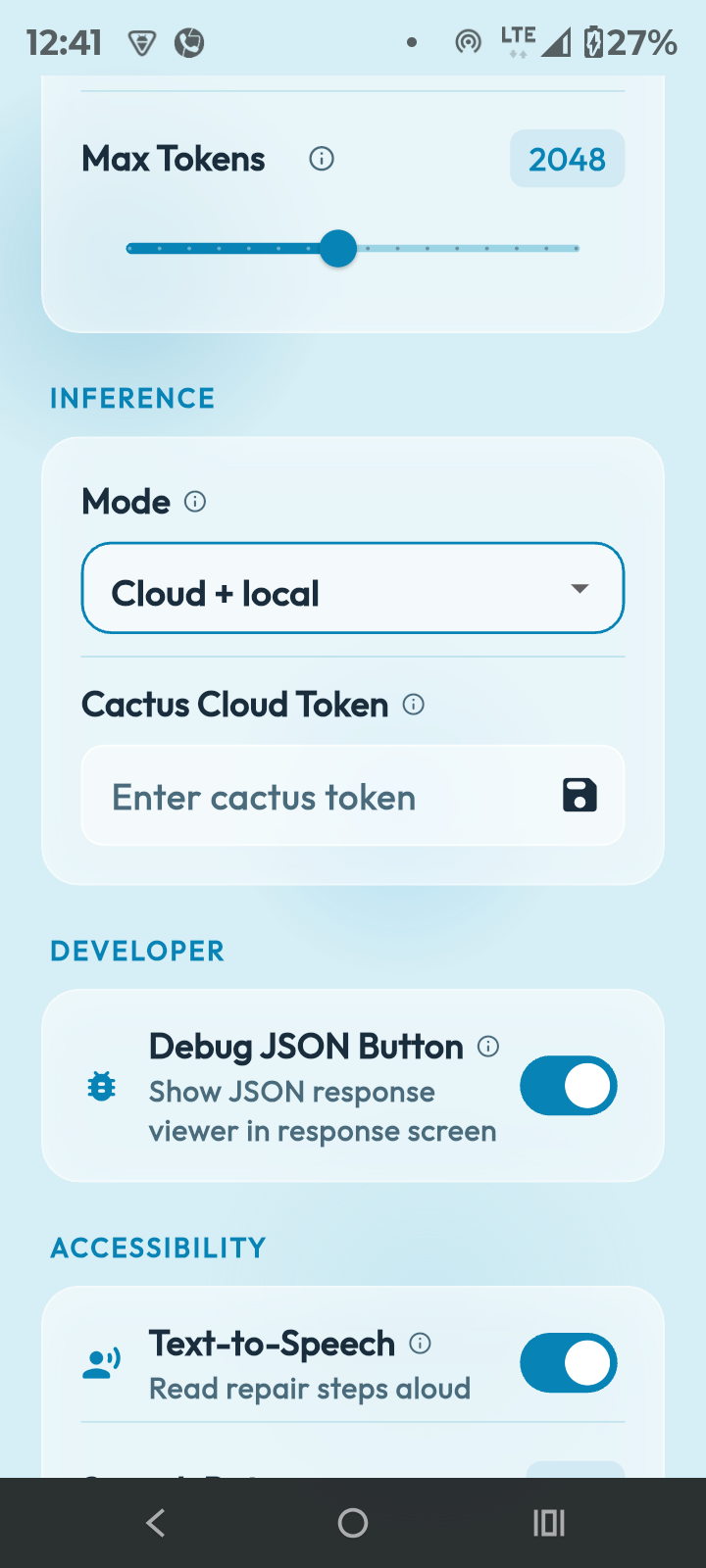 Inference and cloud hand-off settings