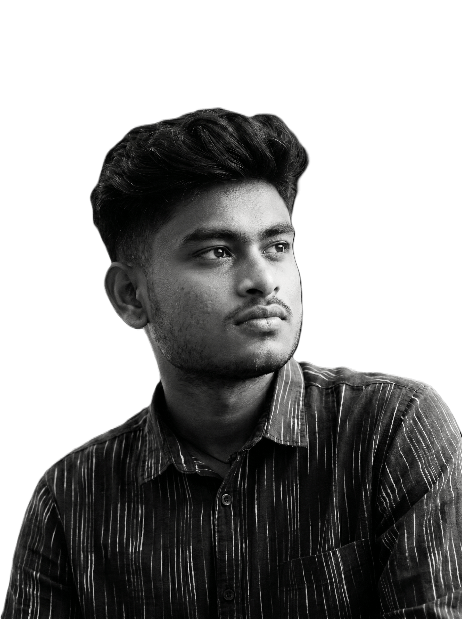 Black and white portrait of Sanjay Ram A